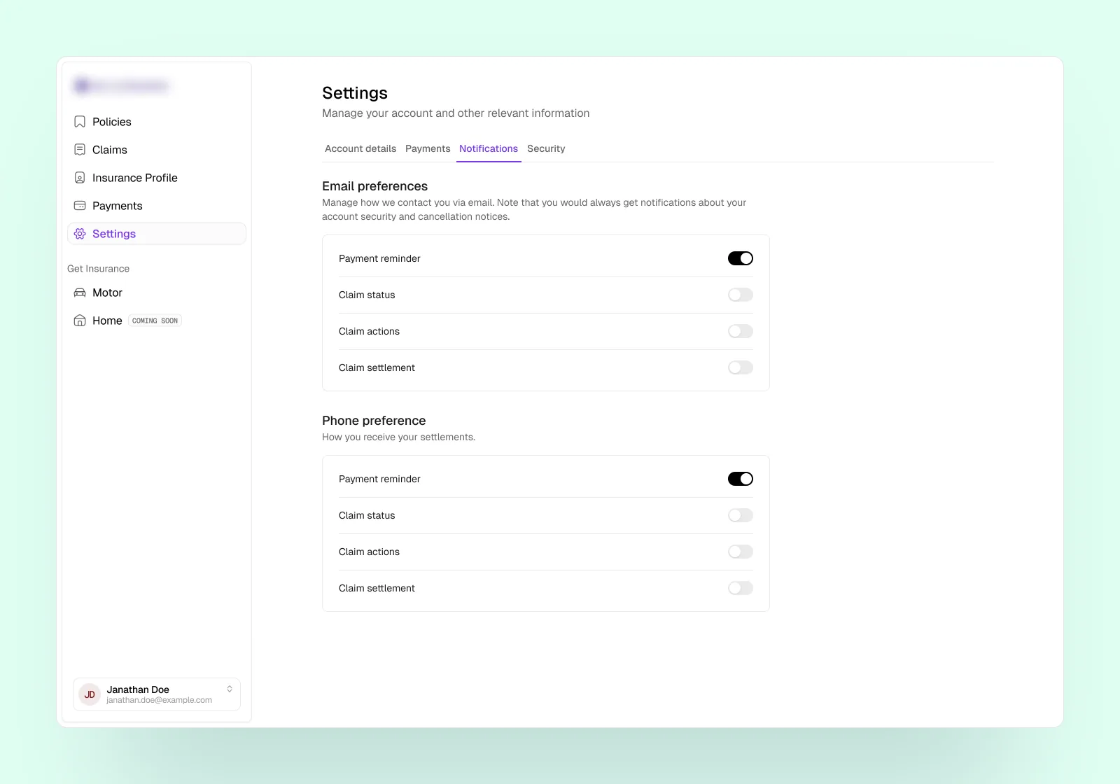 Notification settings